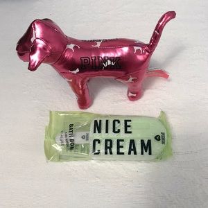 VS PINK stuffed PINK dog and Nice Cream Bath Bomb